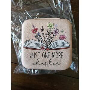 Book Lovers "Just One More Chapter" Book & Flowers Zip Close Travel Jewelry Box